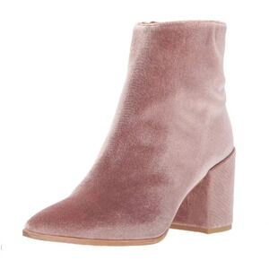 Stuart Weitzman Trendy Canvel Bootie In Candy Pink Velvet Block Heel Size 7M